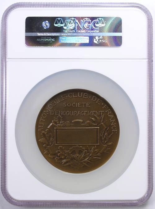 France 1907 Automobile Exposition Bronze Medal reverse NGC oversize holder